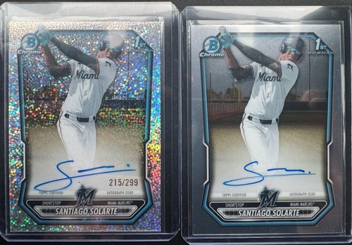 2026 Bowman Chrome Santiago Solarte 1st Bowman Speckle Auto /299 & Base Auto