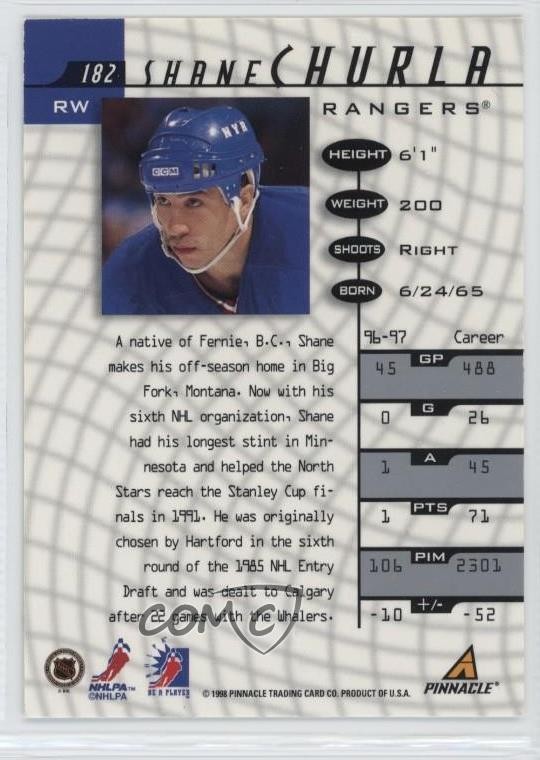 1997-98 Pinnacle Be A Player Auto Shane Churla #182 Auto 1oo3