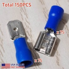 150pcs 1/4" Female Male Spade Connector 16-14AWG Crimp Terminal Quick Disconnect