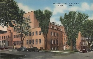 Vintage Hospital Postcard Mercy Hospital Iowa City Iowa 1955
