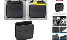 Car Seat Back Organizer, PU Leather Vehicle Backseat Hanging Storage Black