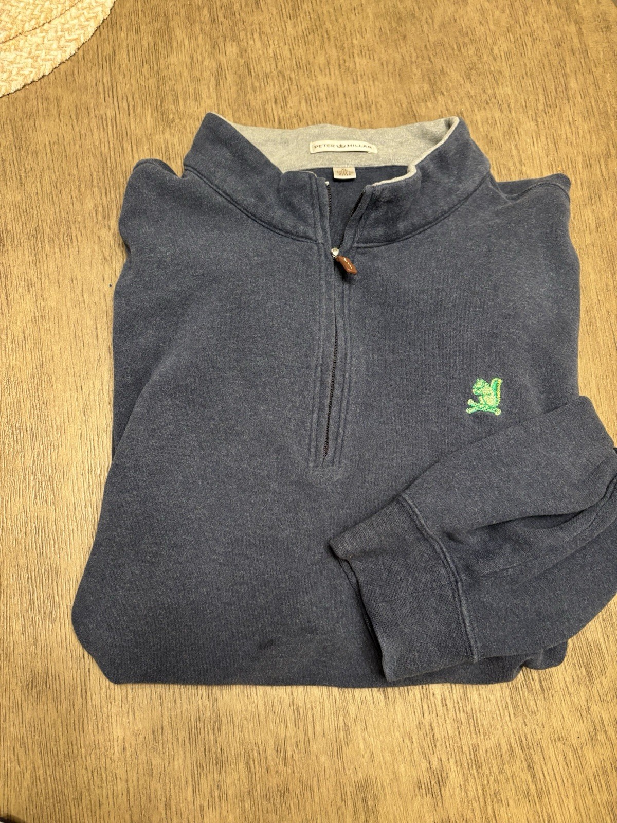 Peter Millar Perth Performance Pullover Navy Leat… - image 1