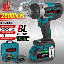 2800Nm Brushless Electric Impact Wrench Drill 1/2" Gun Ratchet Driver 2 Battery