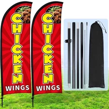 Buryeah 2 Sets Chicken Wings Feather Flag Kit 7ft Swooper for Advertising wit...