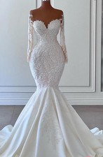 Luluslly Long Sleeve Sweetheart Mermaid Wedding Dress With Appliqués Size Large