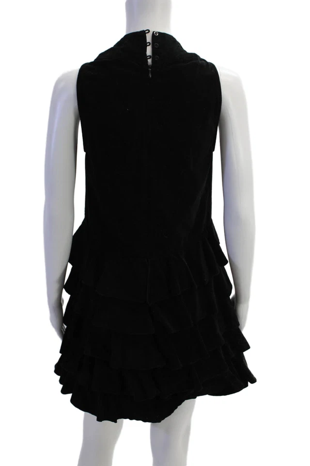 Vestido Anne Fontaine Mujer Mini Cambio Negro Cuello Alto Sin Mangas Botón Talla 38 Foto 3 de 4