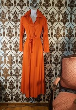 Vtg. Kayser 60s-70s Mod-Orange-Bell Bottoms-Disco Women's Petites S-XS Jumpsuit