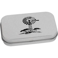 'Mulino a vento africano' scatola di latta / immagazzinaggio con cerniera in metallo (TT051423)