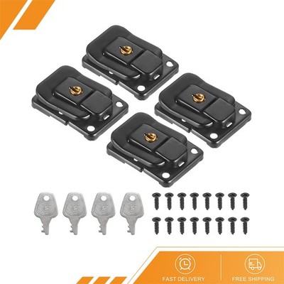 4 x Suitcase Lock Hasp 1.6''x1.10'' Iron Toggle Catch Latch Key/Screw Black