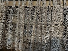 Lace Curtain Valance 58  x 12   2  Tabs Taupe Lot Of 3 Panels