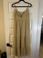 Uniqlo Women's Crinkle Cotton Camisole Dress Cottagecore Biege Size S