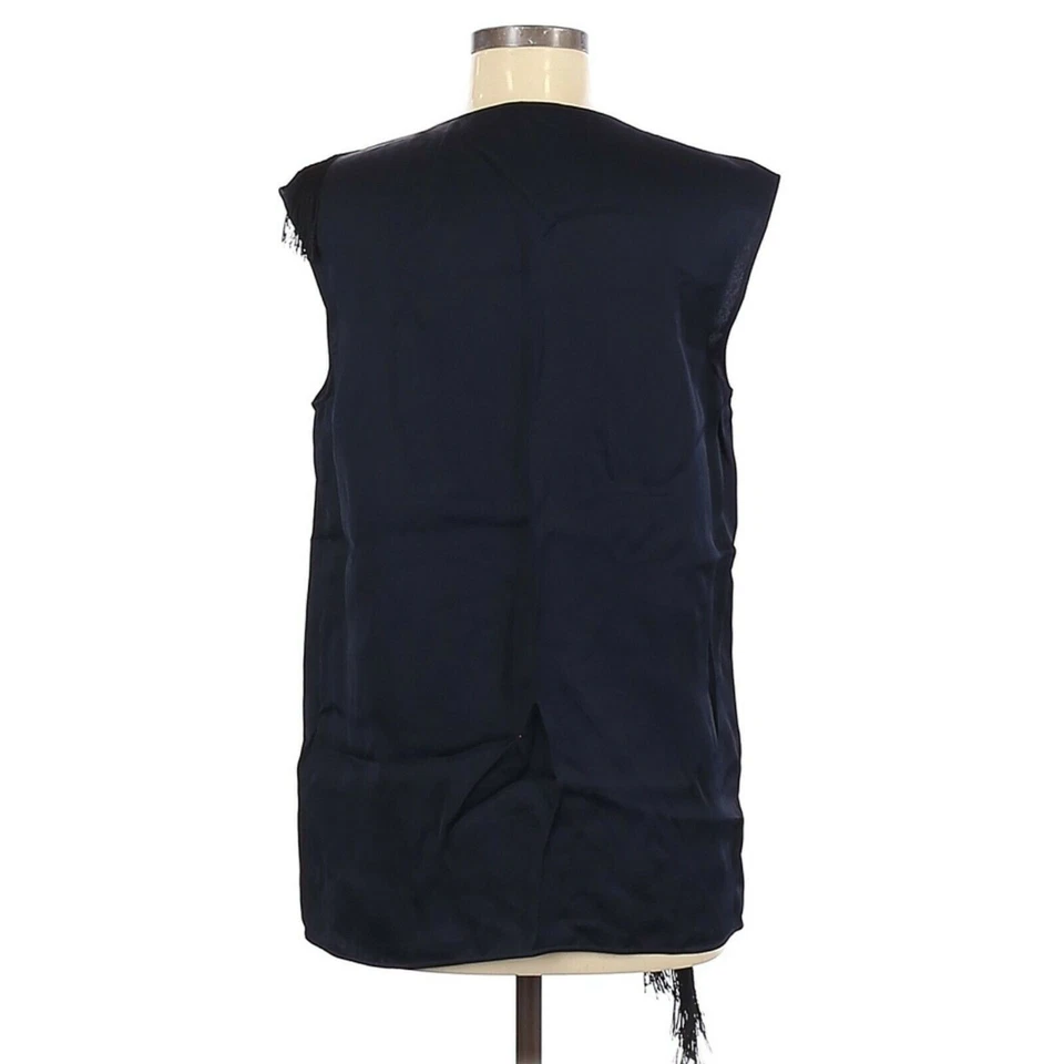 Blusa BELSTAFF Lana Flecos Sin Mangas Satén Top Regencia Azul Negro Talla 42 M 8 Foto 2 de 4