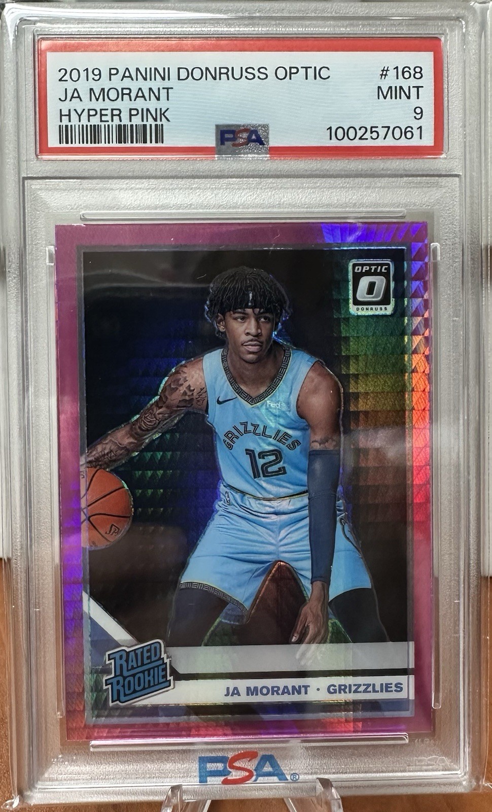 2019 Panini Donruss Optic Ja Morant #168 Hyper Pink PSA 9