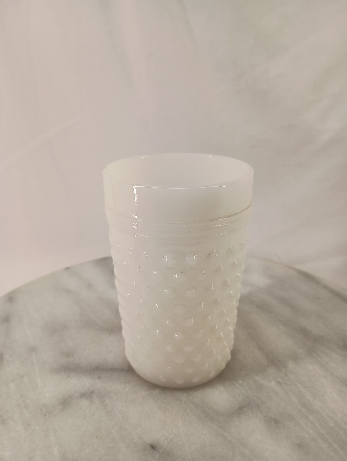 Beautiful Vintage Hobnail Milk Glass Cup Juice Water Drink 4.25