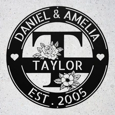 Personalized Last Name Metal Sign A to Z Flower Split Letter Signs Family Gifts