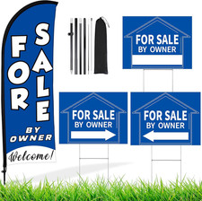 For Sale by Owner Sign Set 1 Pack for Sale by Owner Flag 3 Pack Double Blue