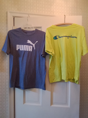 Puma Medium Gray And Champion XL Green   T-shirts Brand New. Super Sweet 