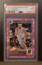 PSA 9: 2023 Nba Hoops Premium Stock - Devin Booker #96 Pink Ice Prizm /35