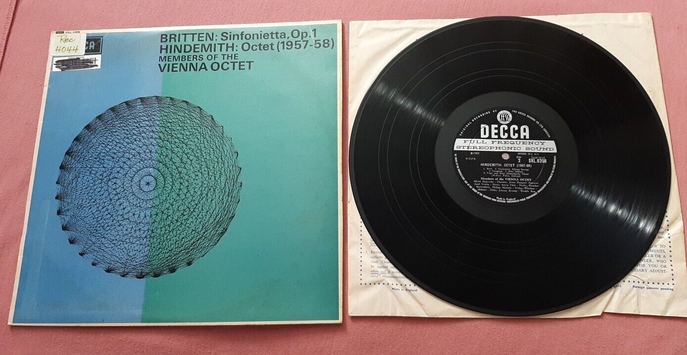 Britten Sinfonietta Hindemith Octet UK import LP Vienna Octet Decca SXL 6208 ex