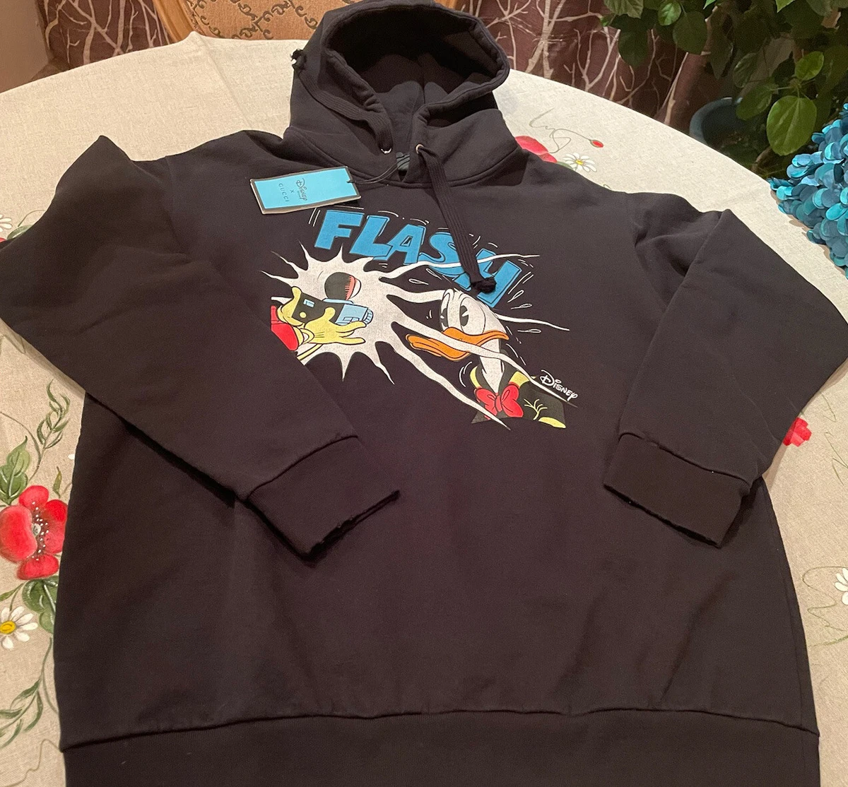 NWT Authentic Gucci X Disney Donald Duck Flash Hoodie Size L Large Oversized