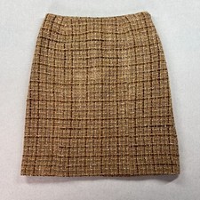Vintage INC Skirt Womens Size 8 Brown Plaid Textured Wool School Girl Academia