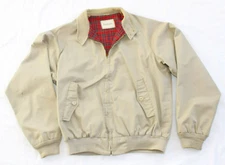 vtg 80s JACOBSON'S Cotton Jacket Spring Men MEDIUM M Beige Full Zip Bomber TALON