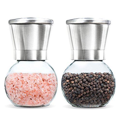 Levav Premium Salt and Pepper Grinder Set of 2 Brushed Stainless Stell