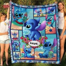 Personalized Name Lilo And Stitch So Cute Fleece Blanket Funny Stitch Blanket