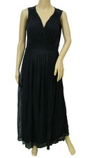 JM Studio Women's Sleeveless Mesh Tulle Surplice Pleat Maxi Dress Size M