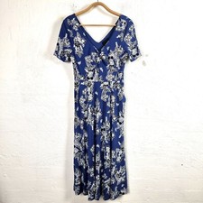 New CYNTHIA ROWLEY Womens Midi Dress Size S Blue/Black/White Floral Stretch Knit