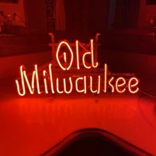 Old Milwaukee Neon Everbrite Electric Signs Stroh Brewery Detroit 17” x 8”