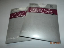 2 pr Silky Fit Hosiery Queen Pantyhose Sandalfoot Sheer Control Top White 3805