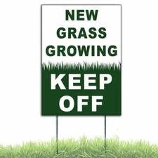 New Grass Growing Keep Off Sign Coroplast Plastic Yard Sign With Free Stakes