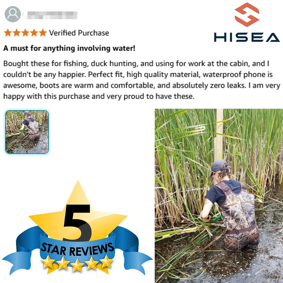 HISEA Chest Waders 600G Insulated Boot Neoprene Waterproof Fishing Hunting Wader - Image 3 of 4