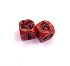 2 Würfel w6 d6 16mm Der Ringkrieg Herr der Ringe rot mit Runen Dice Mordor