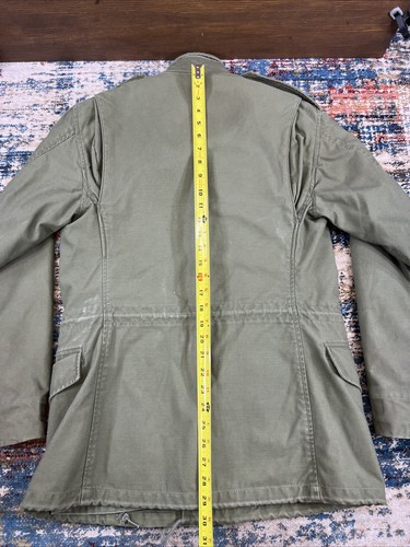 Vtg Military Coat Man's Field W/Hood M65 Cotton Sateen OG 107 Reg. X-Small XS - Picture 11 of 16