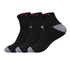 3 Pairs Ankle Socks Sports Solid Cotton Black Gray White Mens Womens Stretch
