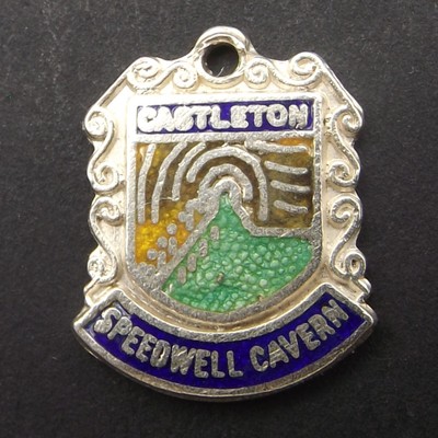 CASTLETON SPEEDWELL CAVERN England Vintage Sterlingsilber Emaille Reise Charm