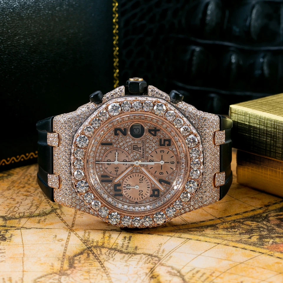 Audemars Piguet 42MM Royal Oak Offshore Rose Gold Leather Iced Out - 25940OK - Image 3 of 4