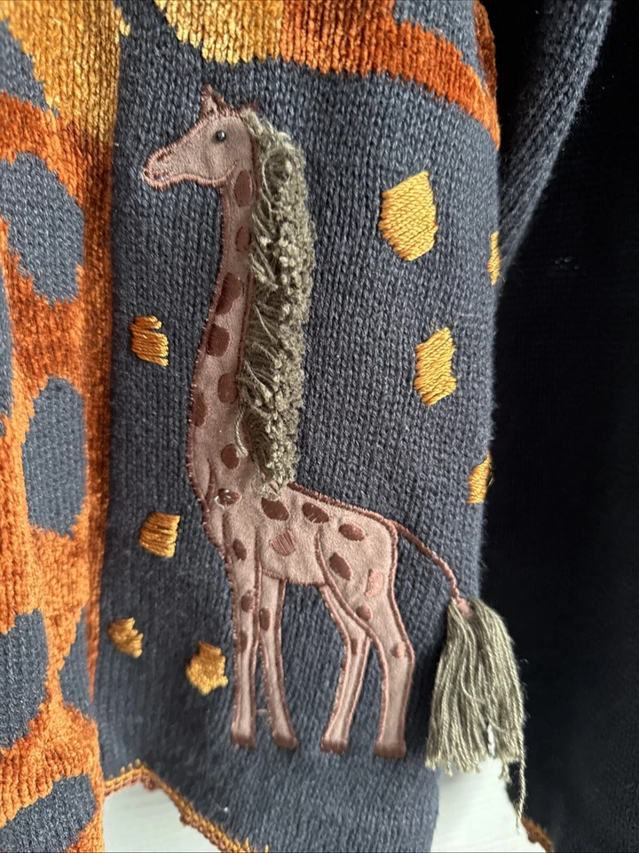 Victoria Harbour 开衫毛衣女式 S 码黑色刺绣野生动物园成熟 — 第 3/4 张图片