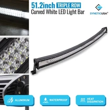 Syneticusa 52.2" WHITE LED OFF-ROAD TRIPLE ROLL LED Curved Light Bar