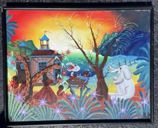 Herbert Hofer Miami  Surrealistic Oil Zoo Painting 1988 28 x 20’ Framed Austria