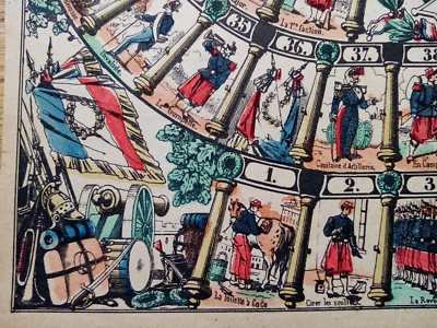 c. 1880 - TRES RARE ANCIEN PLATEAU DU PETIT JEU DE LA GUERRE  MILITARIA OIE