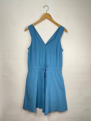 athleta savannah strap mini dress Athleta Size Small Sleeveless Savannah Strap Drawstring Waist Mini Dress  Blue