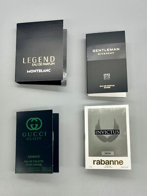LOT OF 4 ~ Men's Designer Fragrance Sample ~ MontBlanc / Givenchy / Gucci / Paco