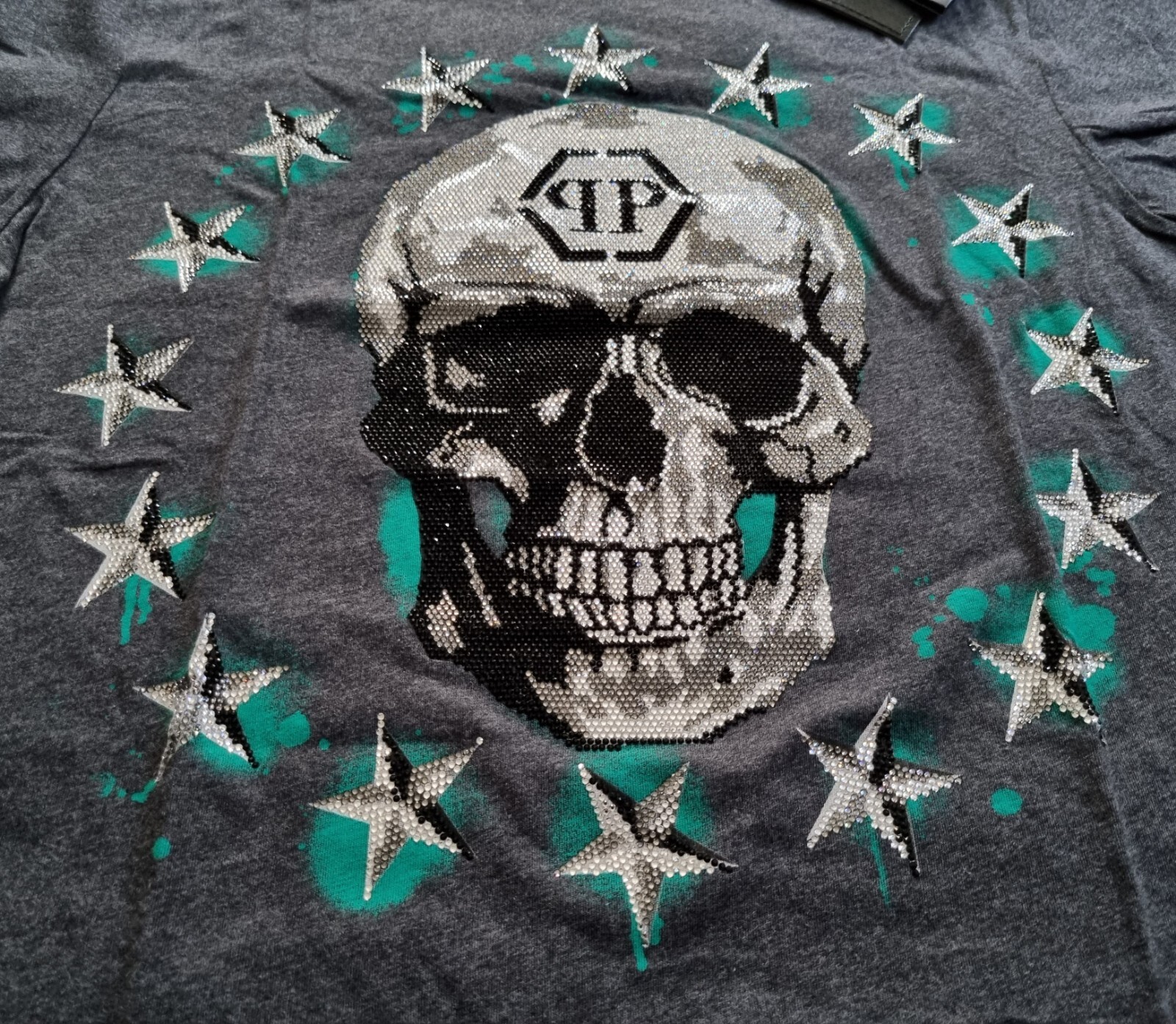 ALTRA T SHIRT UOMO PLIPP PLEIN ROUND NECK SS STARS AND SKULL L NUOVA 