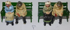 Old JOHILLCO 1950s Civilians, 2 Couples Sitting On Benches, 6 Pieces #P