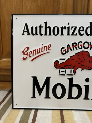 Gargoyle Mobiloil Sign Service Gas Oil Garage Parts Bar Vintage