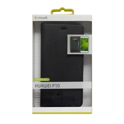 Muvit Folio Stand Case PRD1738 Handyhülle für Huawei P10, Schutzhülle, Black,OVP