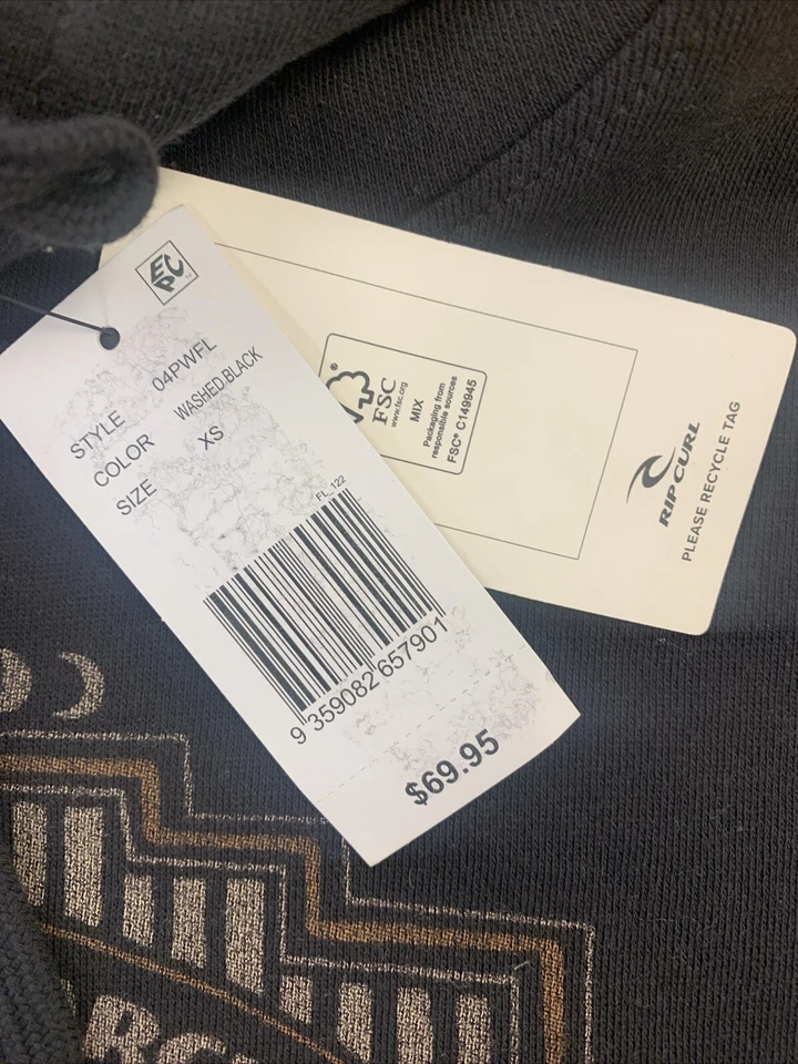 Sudadera con capucha negra Rip Curl XS nueva con etiquetas Foto 2 de 4